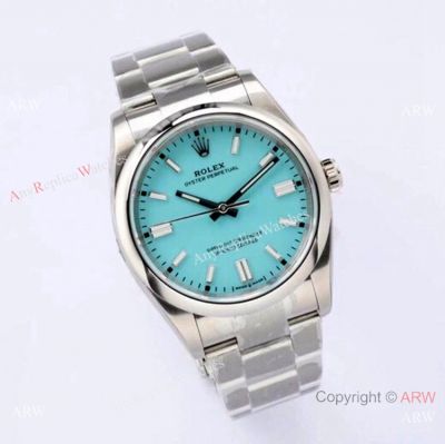 Grade AAA Copy Rolex Oyster Perpetual 36mm 3230 904L Turquoise Blue Dial Watch For Men